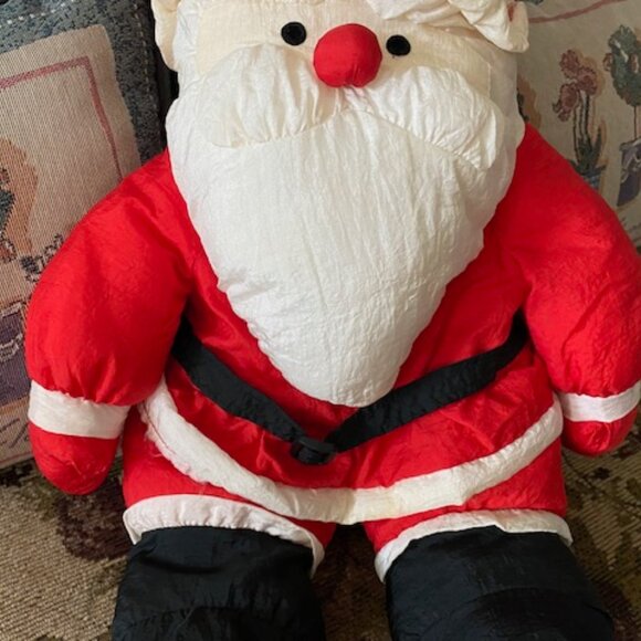 Soft Squishy STUFFED sitting SANTA CLAUS * Parachute material * LARGE 20" * EUC - Picture 5 of 11